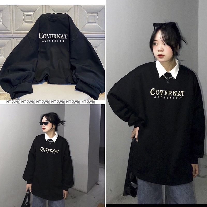 Áo Sweater COVER Chất Nỉ Ngoại Dày Dặn Áo Sweater Tay Bồng Form Rộng Unisex