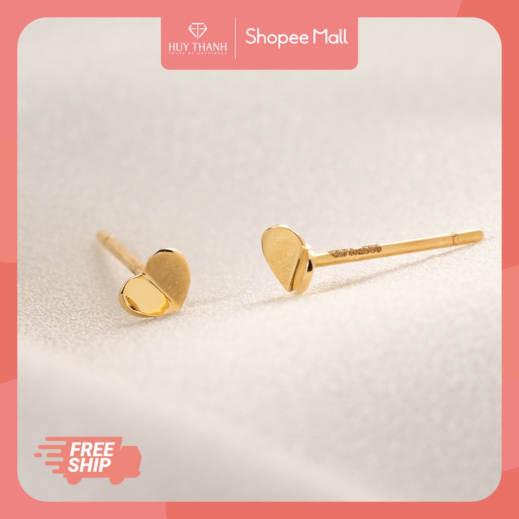 Bông Tai Nữ Vàng 14K BTAM44 Huy Thanh Jewelry Được Thiết Kế Đơn Giản Theo Phong Cá