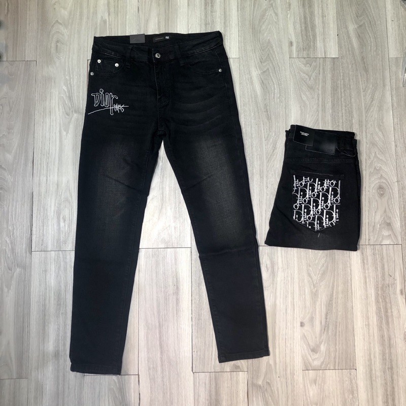 Quần Biker Dior thêu túi đơn giản new 2021 - Quần bò nam ống côn - Quần jean nam