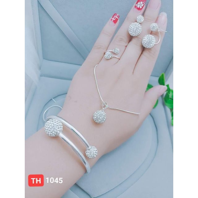 Bộ bạc 925 chuẩn bộ cầu đá