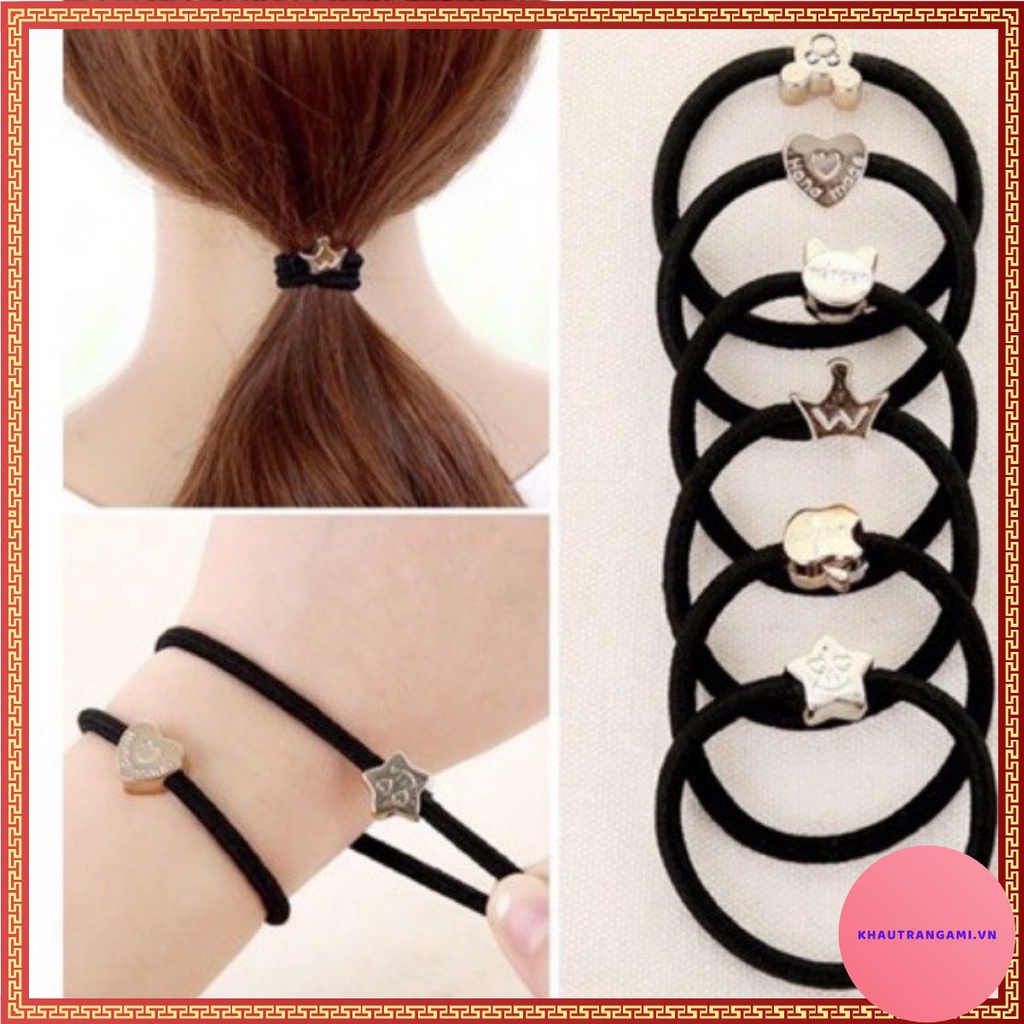 Thun đeo tay-Thun buộc tóc đen phong cách Hàn Quốc dễ thương