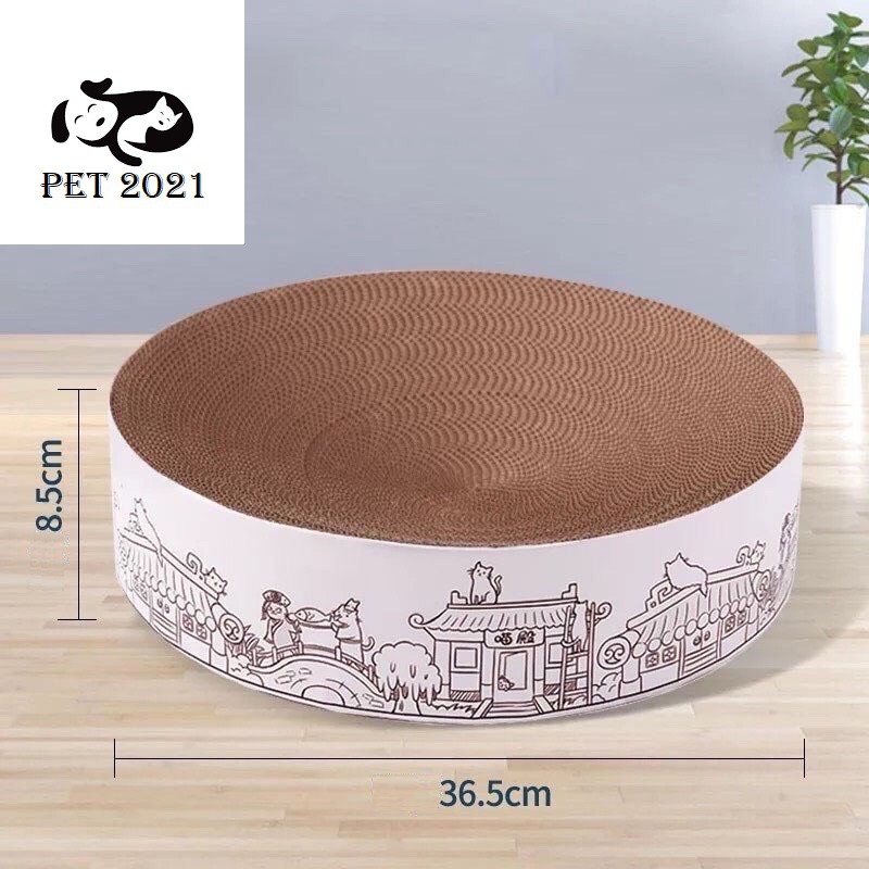 Bàn Cào Móng Hình Tròn,Ổ Nằm Dành Cho Mèo ( Kèm Catnip) - PET 2021