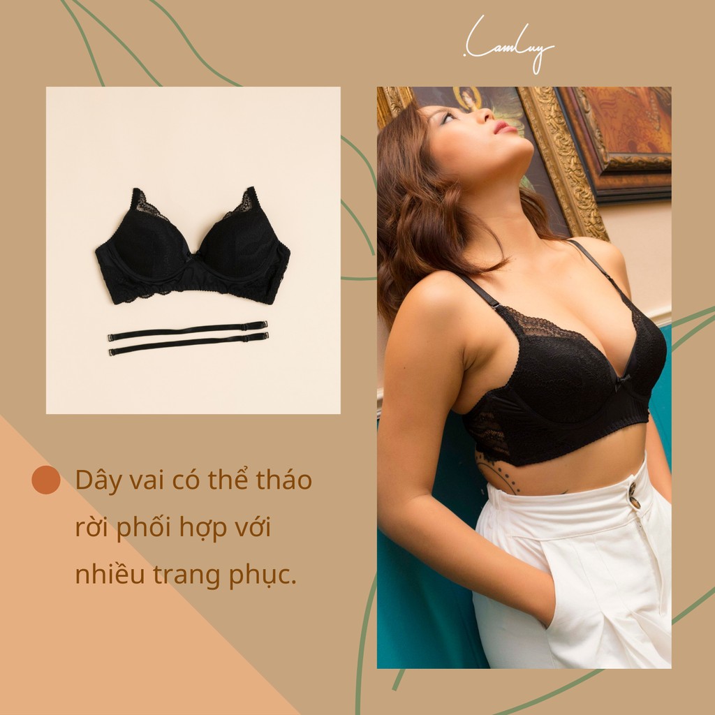 Áo ngực không gọng Lamluy Bra Ren Đen V2 nâng ngực tốt | BigBuy360 - bigbuy360.vn