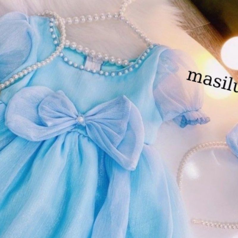 Đầm voan tơ tiểu thư xinh xắn size bé 2 3 4 5 tuổi