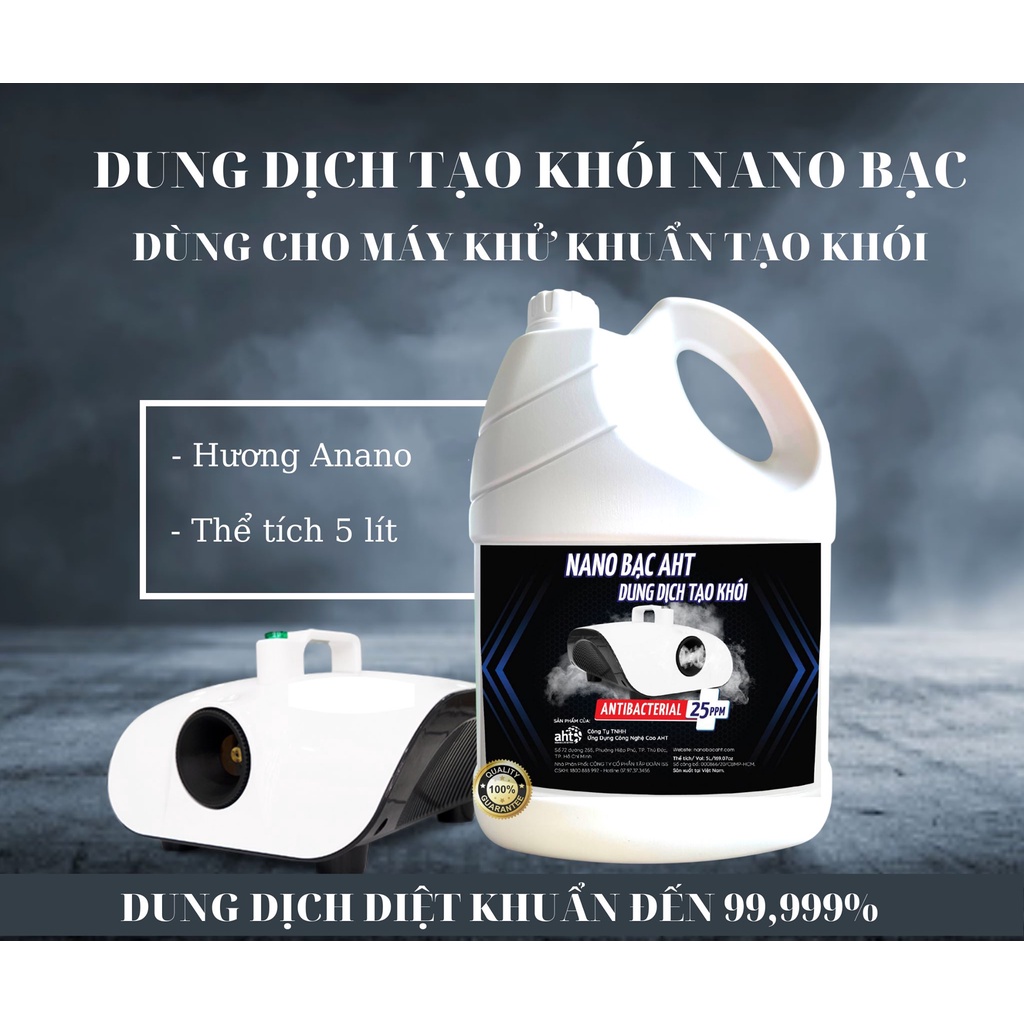 Dung dịch tạo khói Diệt Khuẩn, Khử Mùi Nano Bạc AHT 5L (5 Mùi Hương) dùng trong Nhà Hàng, Khách Sạn, Ô Tô, Gia Đình