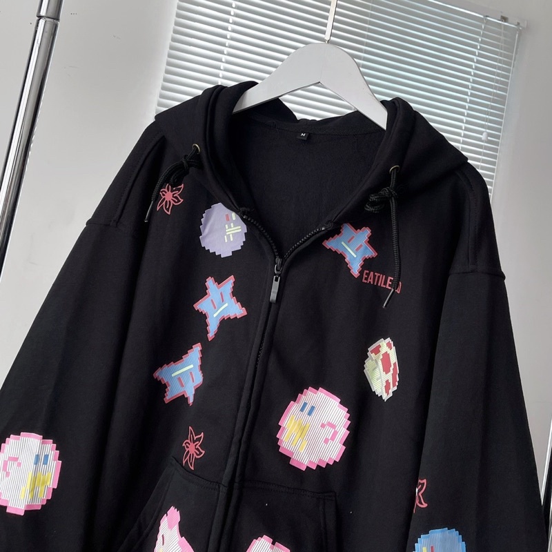 Áo khoác zip nỉ lót bông form rộng EATILEXD unisex (nam nữ mặc được)