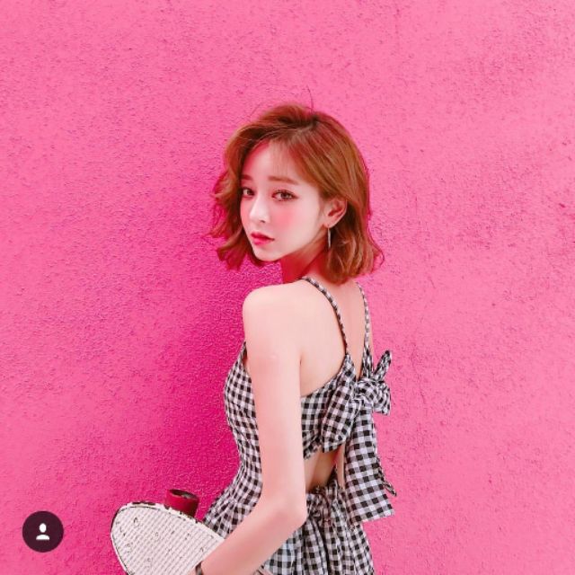 🌻 ️Váy nữ hai dây caro xanh nơ lưng kiểu bánh bèo - Đầm tiểu thư ulzzang dáng xòe dự tiệc