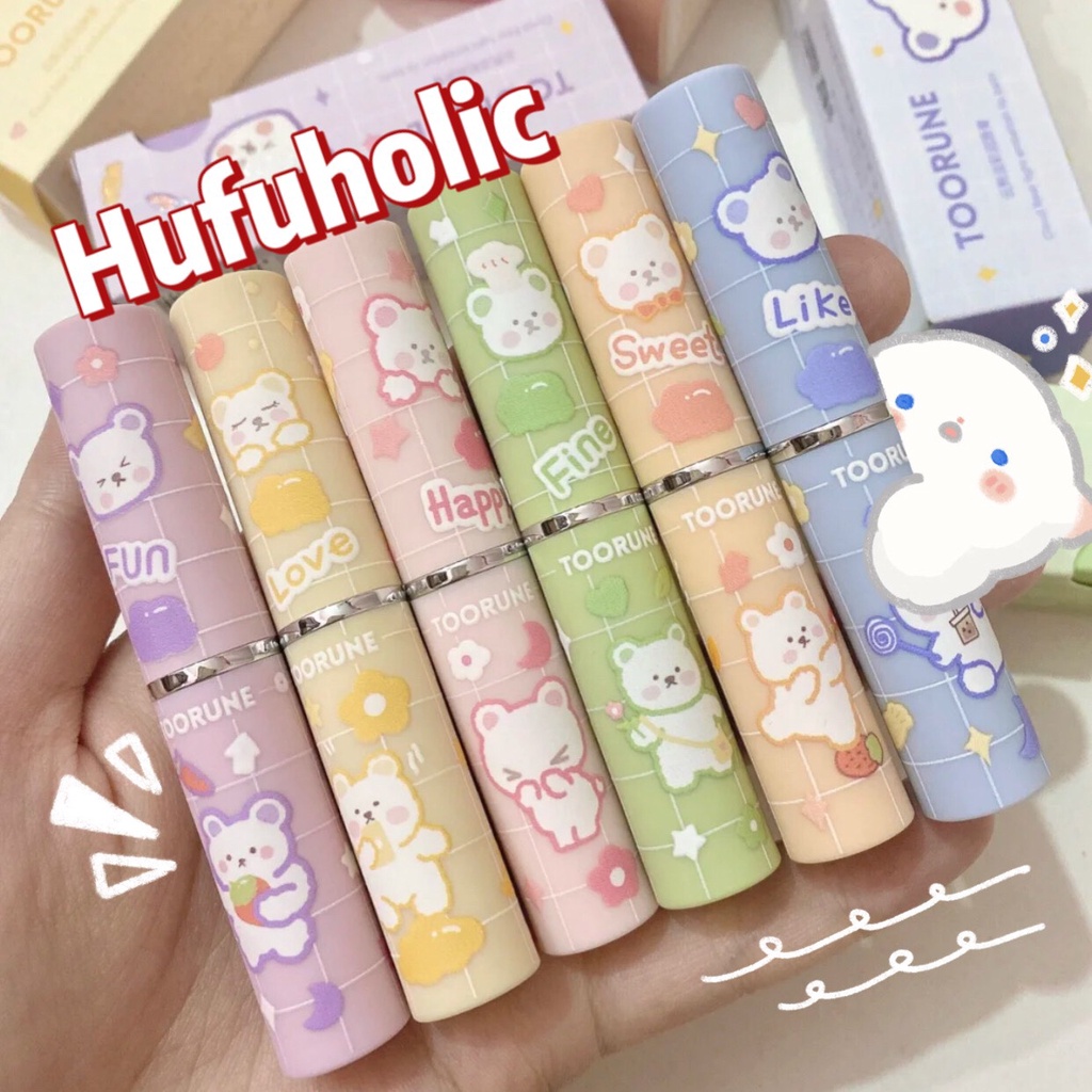 Son dưỡng có màu TOORUNE dưỡng môi căng mọng Cloud Bear Light Embellish Lip Balm dầu dừa TRUN06