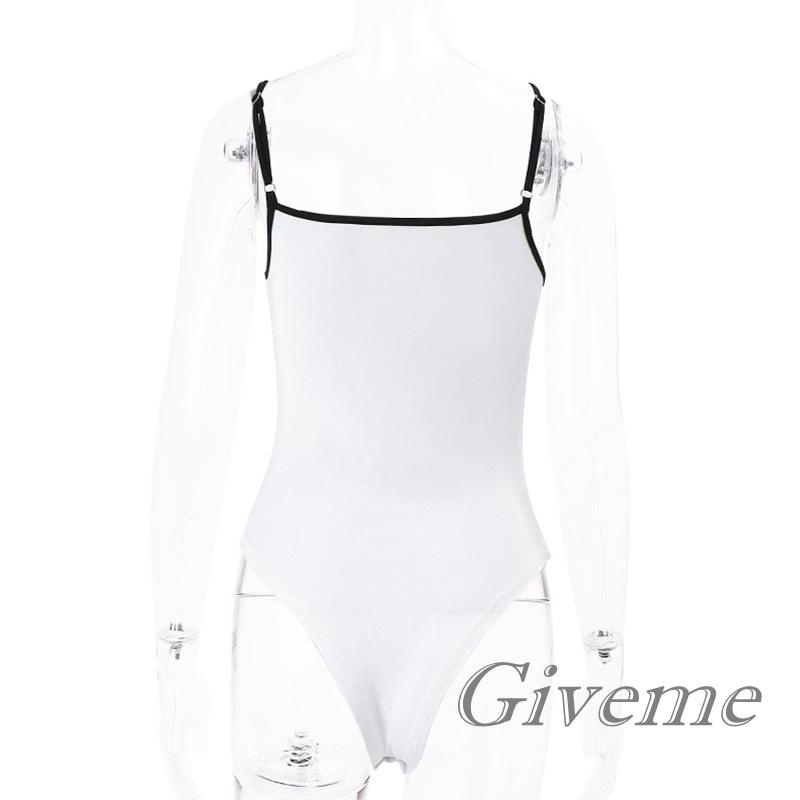 Bộ Áo Liền Quần Hai Dây Ôm Dáng In Chữ Màu Sắc Tương Phản Thời Trang Cho Nữ