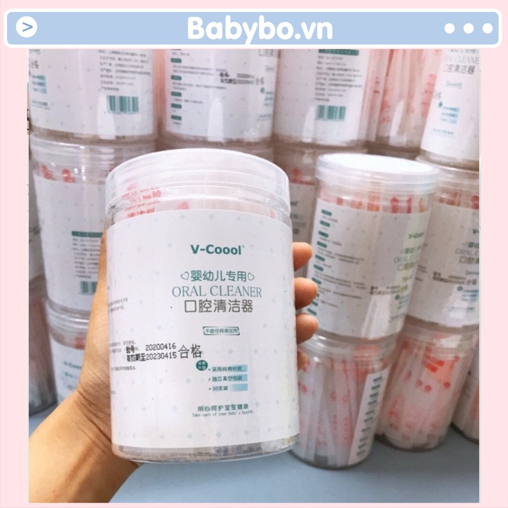 Hộp 30 que tưa lưỡi, rơ lưỡi V-Coool làm sạch lưỡi và khoang miệng cho trẻ sơ sinh