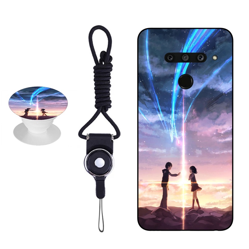 Ốp Điện Thoại Bảo Vệ Chống Sốc Kèm Móc Xỏ Ngón Và Dây Đeo Cho LG V50 ThinQ