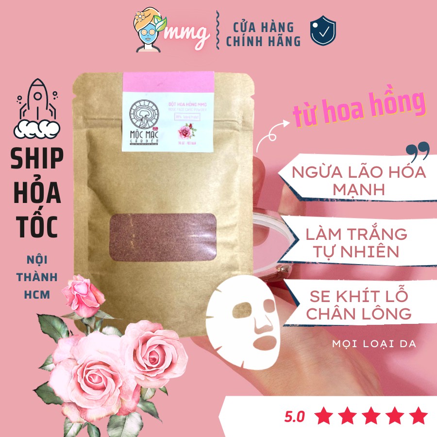 (100gr) Bột Cánh Hoa Hồng MMG Loại 1 Nguyên Chất Handmade dạng túi giấy