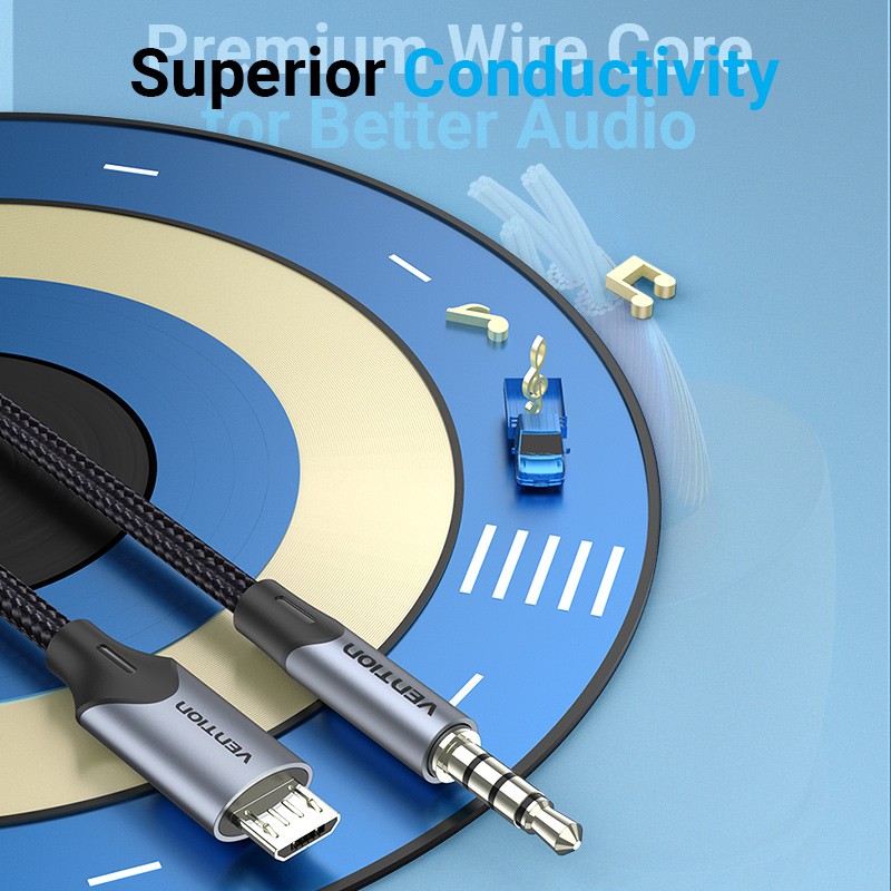 VENTION Dây Cáp micro usb Sang 3.5mm v8 Hát Thẻ Ghi Âm Chuyên Dụng