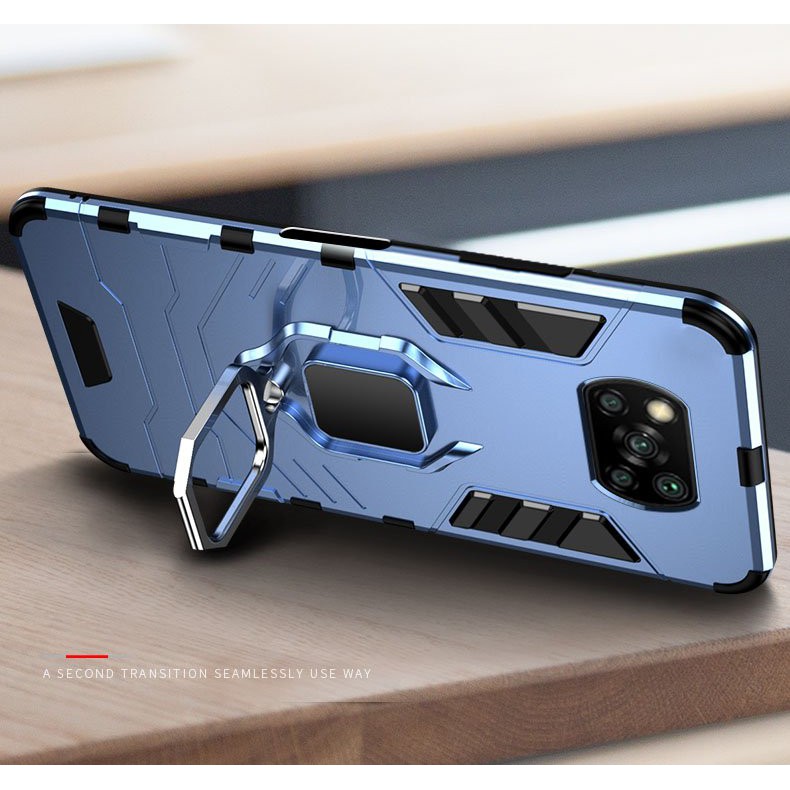 Ốp lưng Ironman chống sốc kèm iring chống lưng cho xiaomi poco x3 nfc và các dòng máy khác