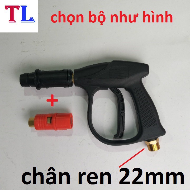 Súng rửa xe áp lực cao ren 22mm + béc mỏ vịt (súng đen ren 22mm)