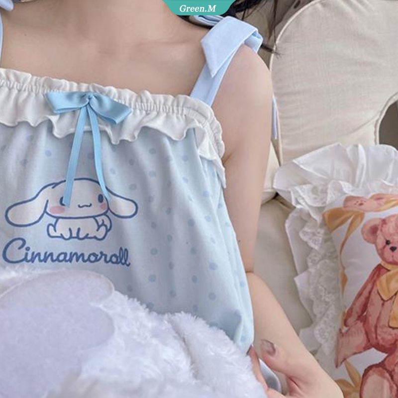 Đồ ngủ Dáng Rộng In Hoạt Hình Sanrio Đính Nơ Thời Trang Xuân Hè Gợi Cảm Cho Nữ