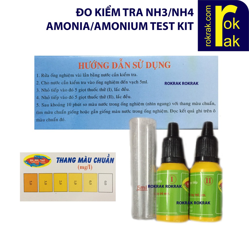 GIÁ SỈ-Kiểm tra NH3 NH4 Đo Amonia Amonium Test Kit TP cho hồ cá