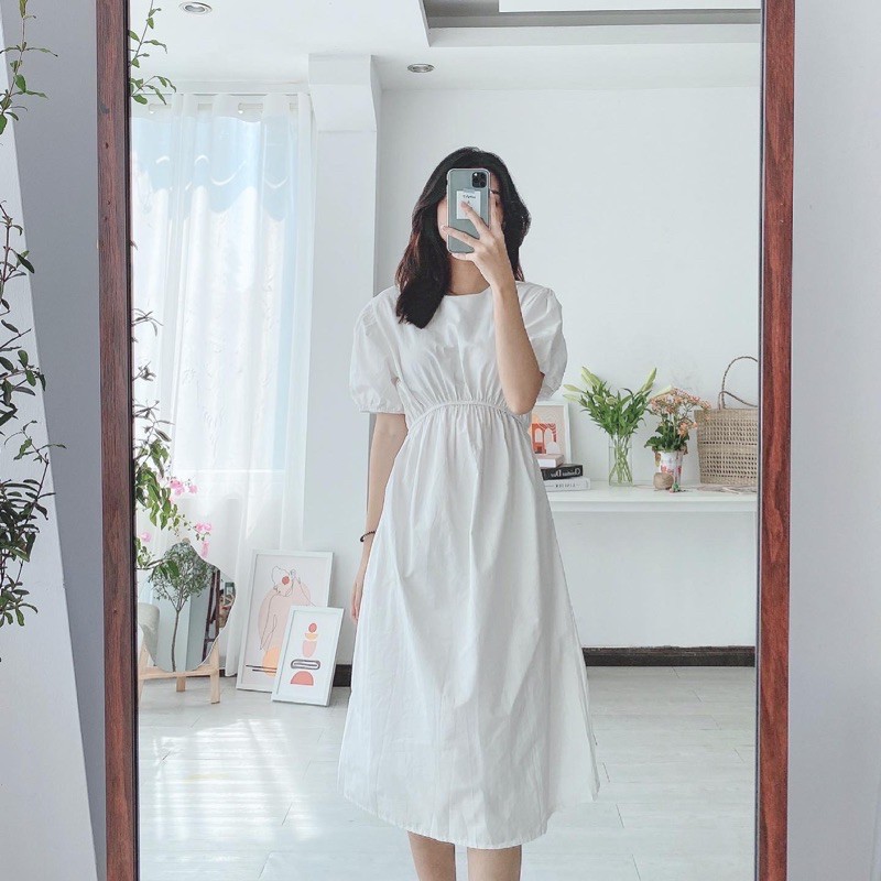 váy thô trắng chun eo