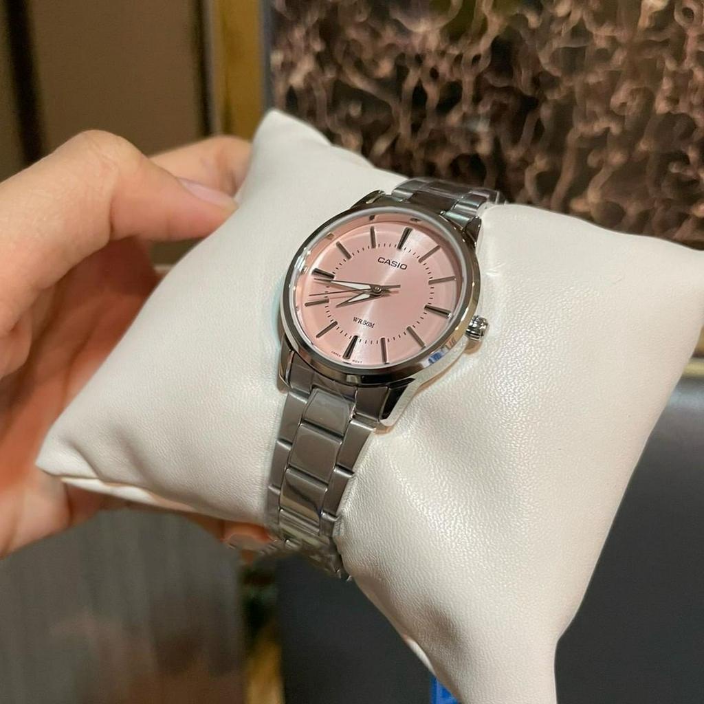 Đồng hồ Casio nữ LTP-1303D-4AVDF dây kim loại màu hồng chính hãng