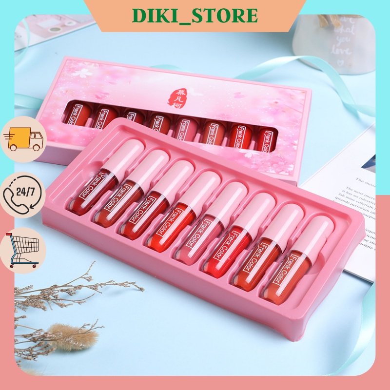 Set 8 son kem lì dưỡng môi không trôi Frink Color 8 màu - Diki