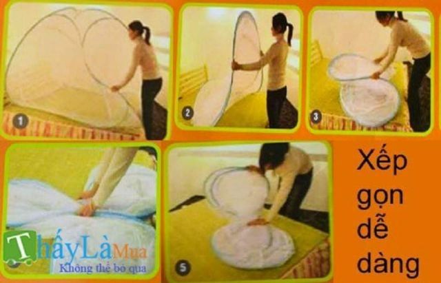 Mùng chụp tự bung đỉnh rộng cao cấp khóa to mắt dày dặn màn chụp xếp gọn nhiều size