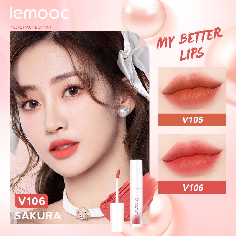 [Hàng mới về] Son kem LEMOOC chất nhung mềm mịn chống thấm nước lâu trôi 8 màu tùy chọn