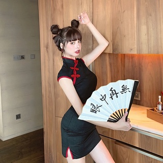 (SẴN) Set sườn xám croptop bling bling (ảnh thật)