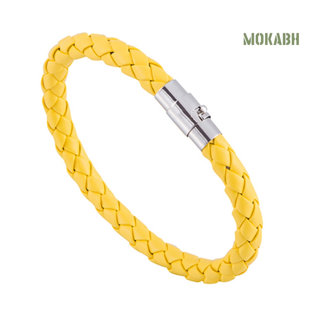 Vòng Tay Bện Dây Da Bện Phối Khóa Thời Trang Cho Nữ