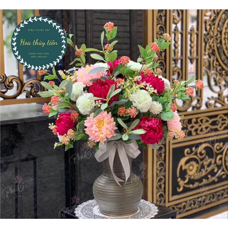 Hoa cúc ĐẠI ĐOÁ, hoa lụa cúc mẫu đơn dài 75cm