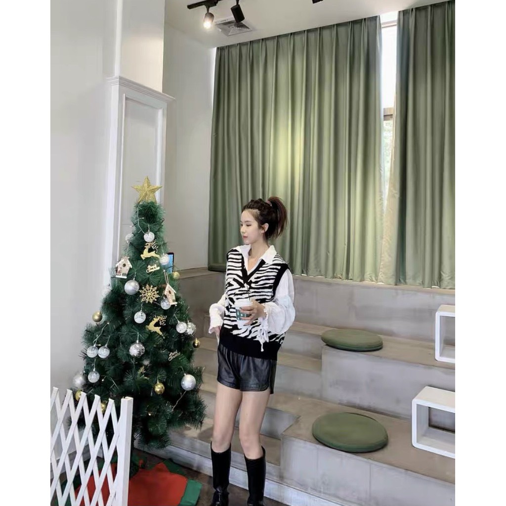 Áo Gile họa tiết báo vằn cổ tim cá tính Ulzzang Style Hàng Quảng Châu!!!
