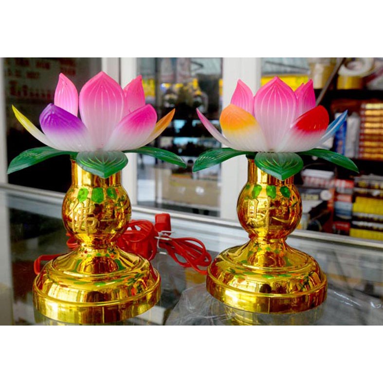 Cặp Đèn sen-Đèn thờ cắm điện