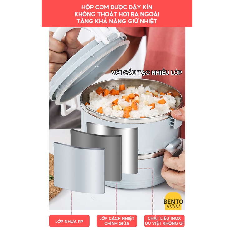 Hộp Cơm Trưa Giữ Nhiệt Ruột Inox 3 Tầng Dung Tích 2600ml CJ-102