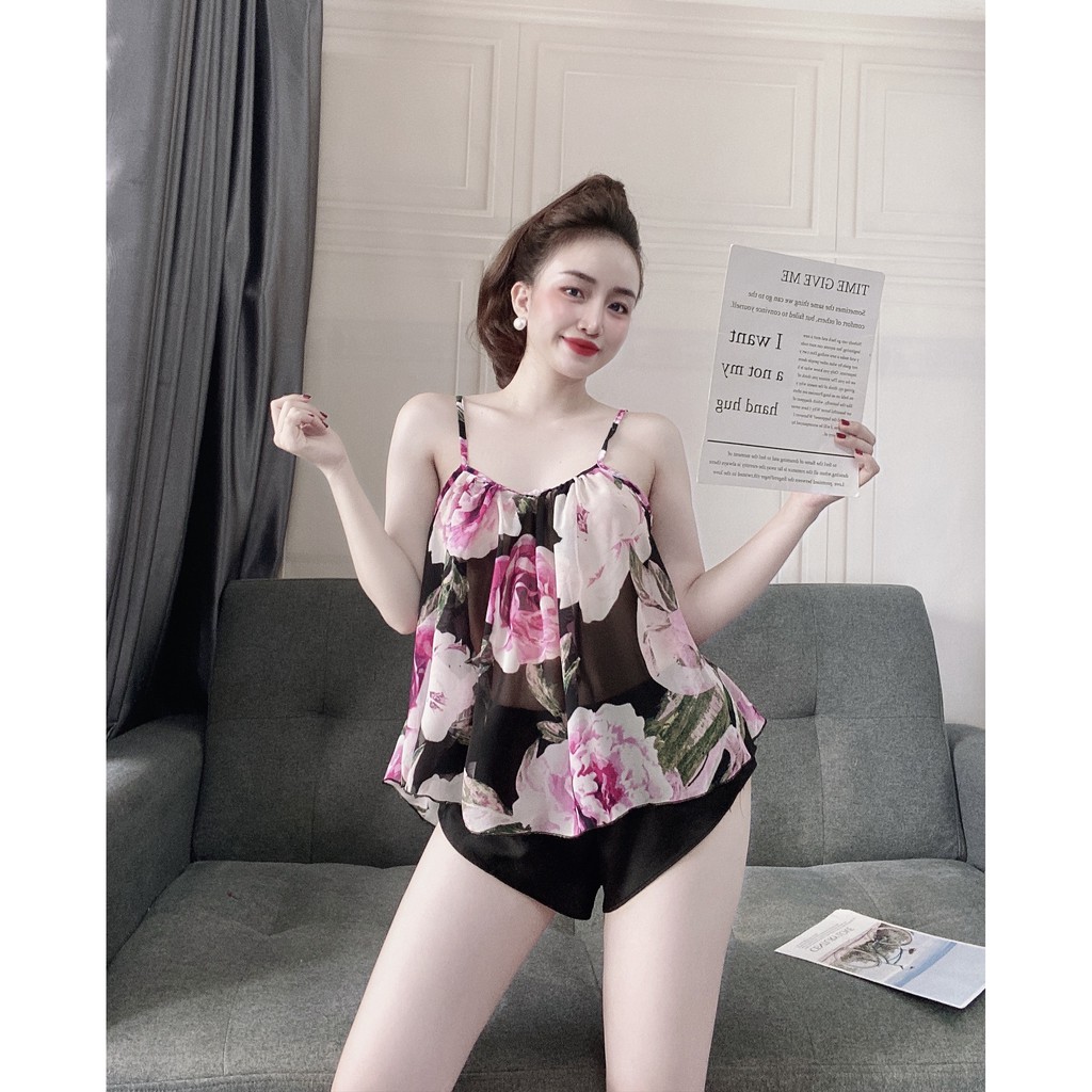 Đồ mặc nhà nữ đẹp, áo 2 dây mặc nhà kèm quần , chất vải đẹp, mát, ít nhăn, kiểu dáng gợi cảm, thu hút, phom dưới 58kg | BigBuy360 - bigbuy360.vn