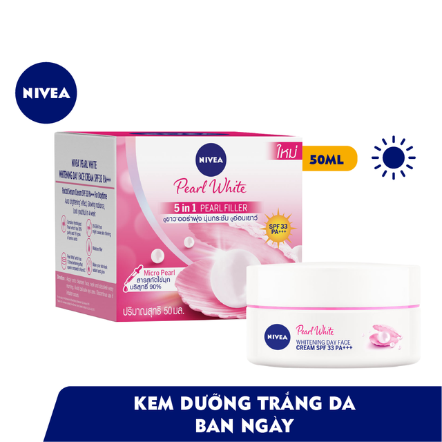 Kem dưỡng trắng da ban ngày NIVEA Pearl White chiết xuất ngọc trai SPF33 PA+++ (50ml) - 82335
