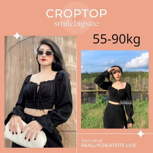 Áo Croptop Tay Dài Bigsize AC04 Áo Thun Nữ Trễ Vai Sexy Size Lớn - Smile Bigsize
