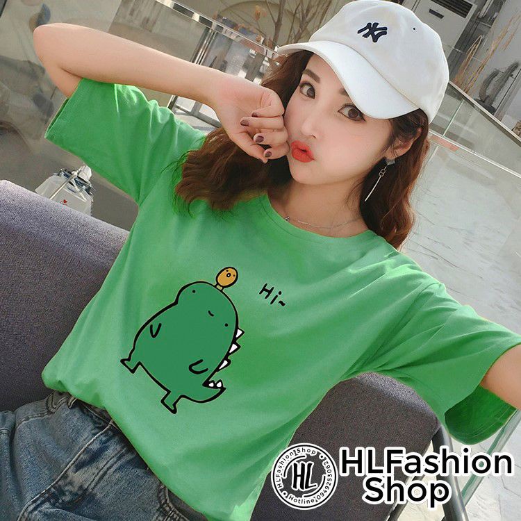 Áo thun tay lỡ form rộng HI KHỦNG LONG siêu dễ thương, áo phông form rộng size HLFashion