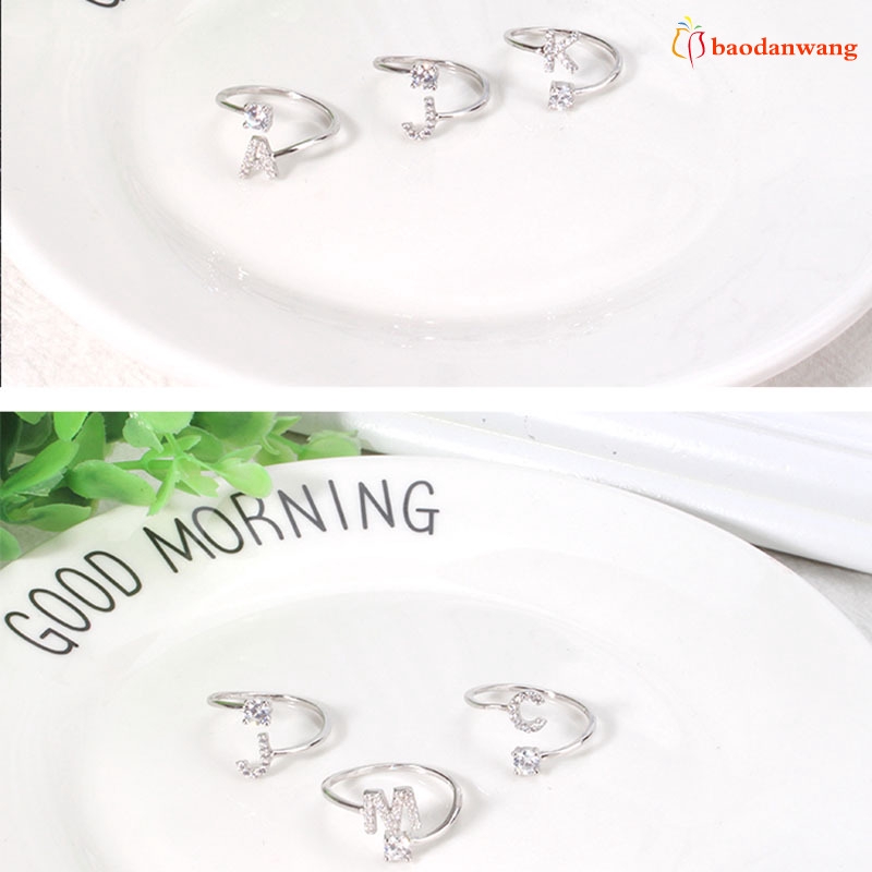Nhẫn đeo tay với kích cỡ tùy chỉnh cùng họa tiết chữ cái tiếng Anh U/V/W/X/Y/Z tuỳ chọn quý phái cho nữ