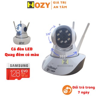 Camera wifi trong nhà Srihome xoay 360 độ - đàm thoại 2 chiều quay đêm có màu