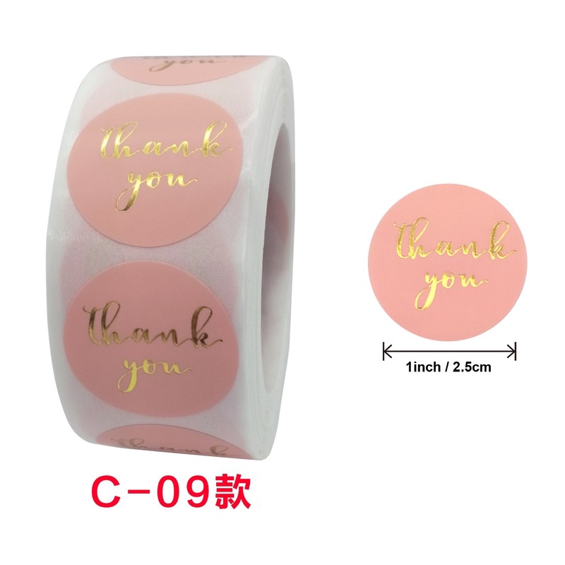 500pcs/roll Round Thank You Stickers for Your Order Sticker Pink Black Gold Seals Labels