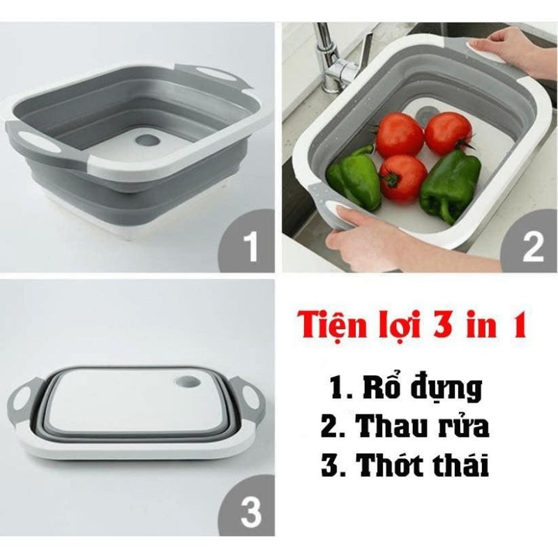 CHẬU THỚT ĐA NĂNG GẤP GỌN - Chậu Kèm Thớt 2 in 1 Tiện ích, Giá rẻ