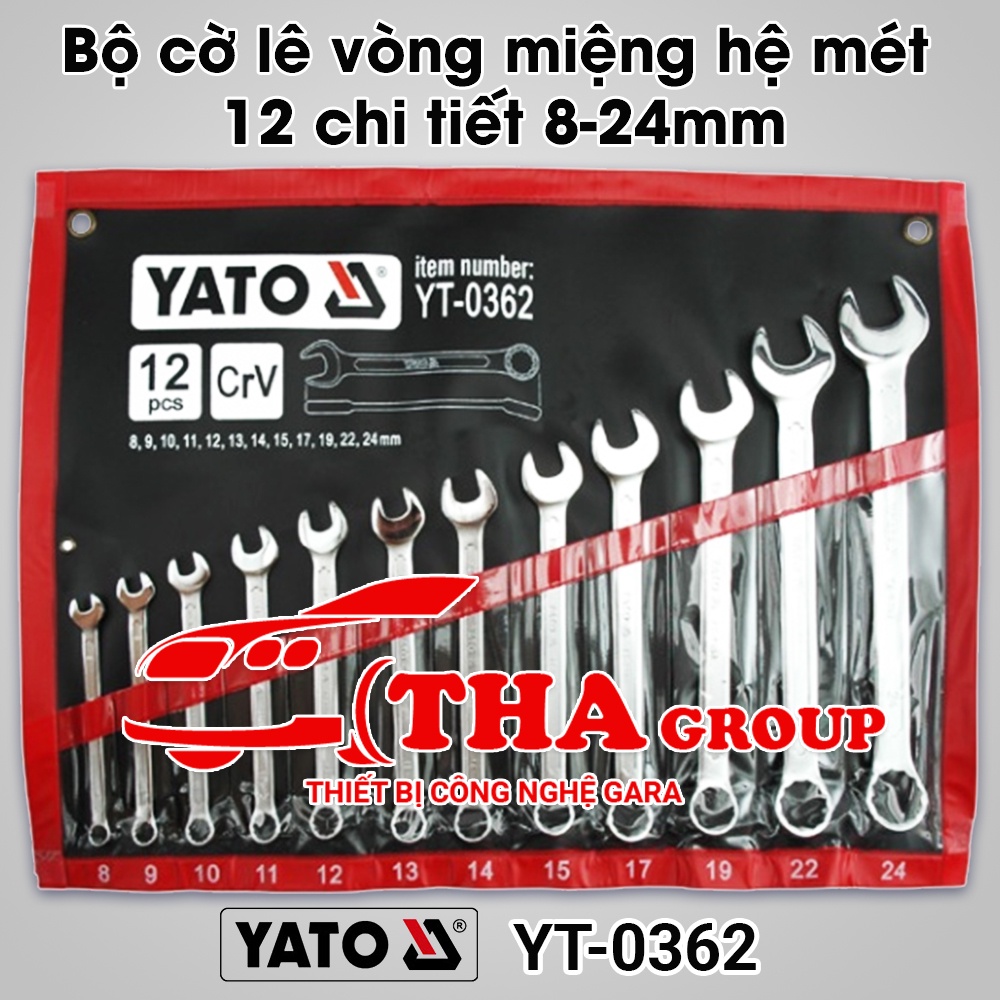 Bộ cờ lê vòng miệng hệ mét 12 chi tiết 8-24mm Yato YT-0362