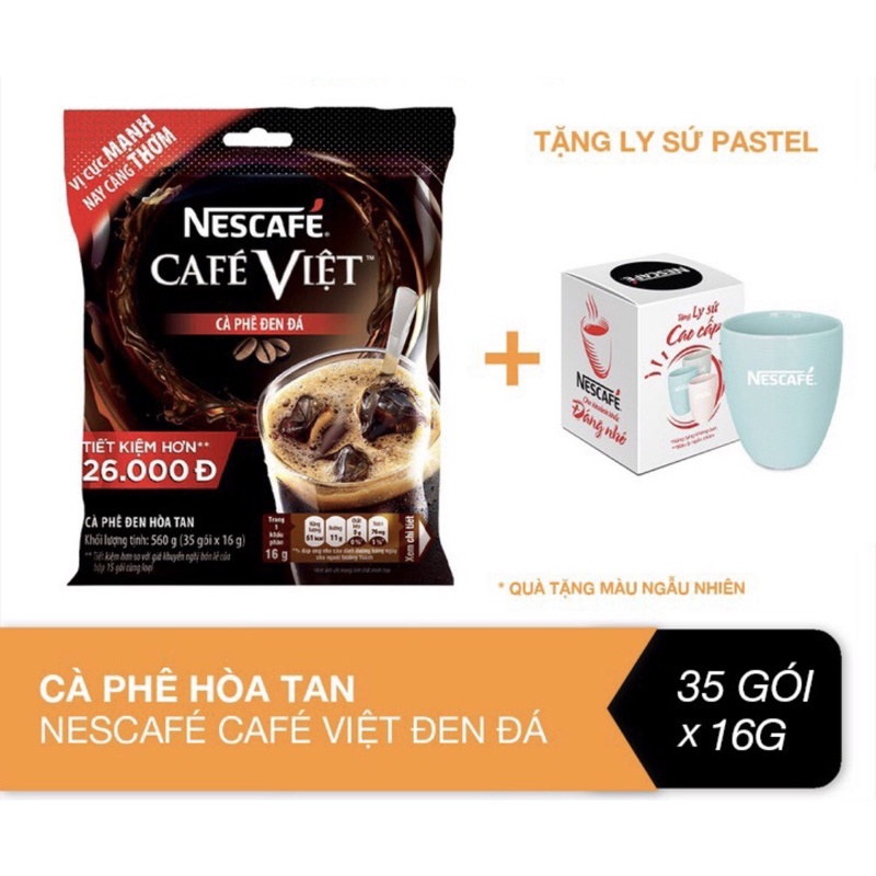 [Tặng ly sứ]BỊCH 35 gói cà phê đen đá NESCAFE Cafe Việt