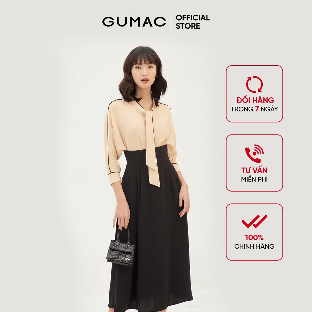 [Mã WABRGU giảm 50k đơn từ 0đ] Áo sơ mi nữ thiết kế tay dơi GUMAC màu be, đủ size, đồ công sở thanh lịch AB348