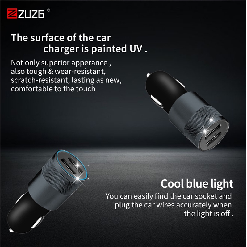 Tẩu sạc ô tô 2 cổng USB sạc điện thoại trên ô tô chính hãng ZUZG C02