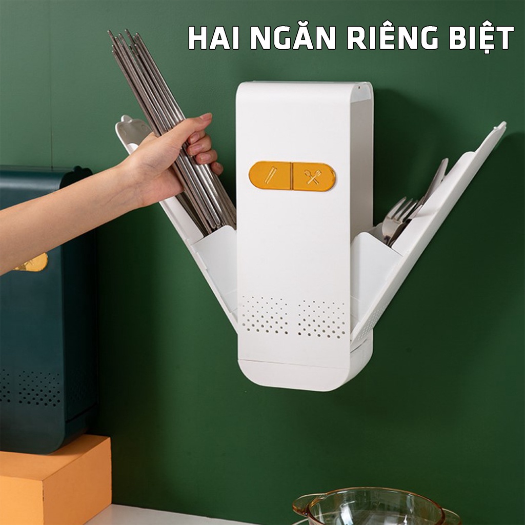 Ống Đũa Thông Minh, Hộp Đựng Đũa Thìa Muỗng Có Nắp Đậy Cao Cấp Chống Côn Trùng, Kiến, Dán Tường Chắc Chắn