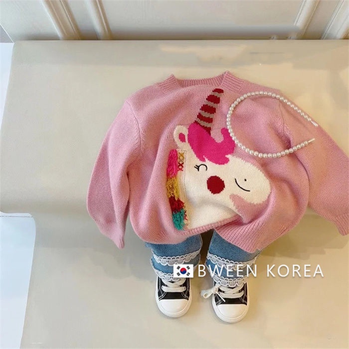 Áo Sweater Dệt Kim In Hoạt Hình Kiểu Phương Tây Thời Trang Mùa Thu 2022 Cho Bé Gái