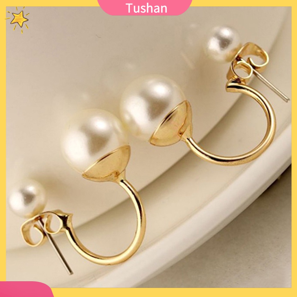 Đôi hoa tai nhỏ gọn đính ngọc trai nhân tạo xinh xắn