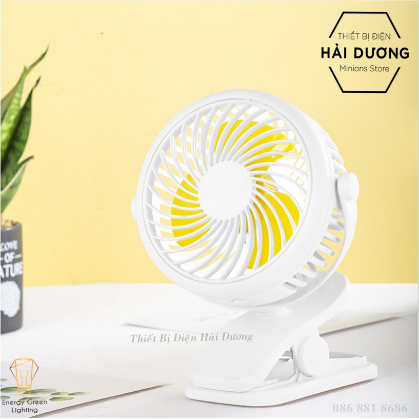 Quạt Kẹp Mini Sạc Tích Điện Đa Năng JD-199B - Chuyên dùng cho xe đẩy em bé - Văn phòng công sở - Pin 2200mAh - 6 Màu