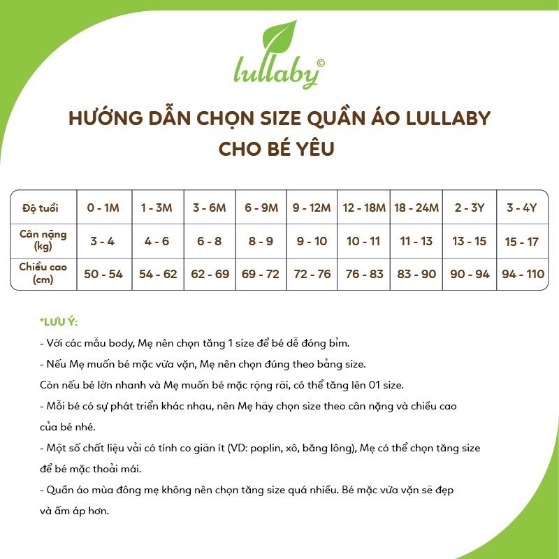 LULLABY - Bộ cộc tay cài vai bé gái - NH641P size 6M-4Y