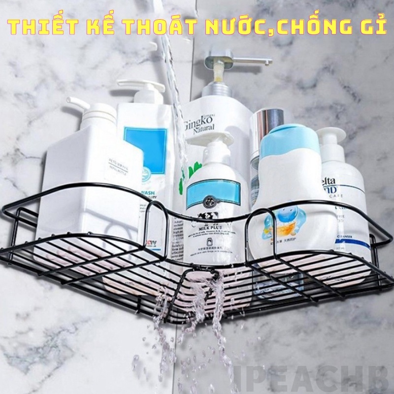 Kệ Góc Nhà Tắm Thép Không Gỉ-Kệ Góc Nhà Bếp Thép Không Gỉ Tiện Dụng Dán Tường Siêu Dính Chịu Lực 10kg